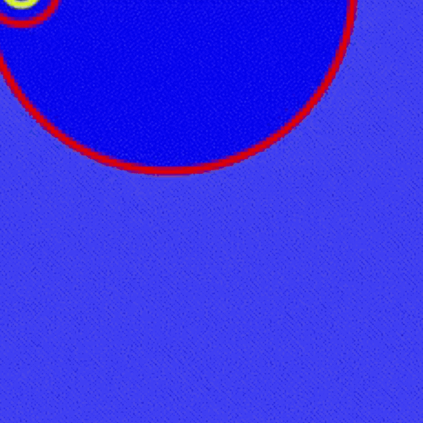 In this one, I added a third circle and changed the background. I played around with an effect that creates these afterimages, which is why I used this blue as the background.